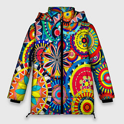 Куртка зимняя женская Психоделика калейдоскоп, цвет: 3D-красный