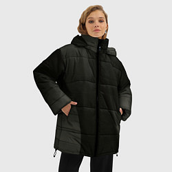 Куртка зимняя женская Чёрные геометрические металлические листы, цвет: 3D-красный — фото 2