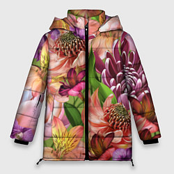 Куртка зимняя женская Райские цветы, цвет: 3D-красный
