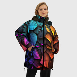 Куртка зимняя женская Неоновая абстрактная чешуя дракона, цвет: 3D-черный — фото 2
