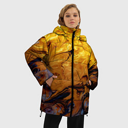 Куртка зимняя женская Абстрактное жидкое золото, цвет: 3D-красный — фото 2