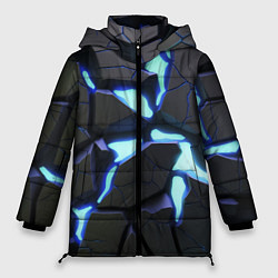 Куртка зимняя женская Голубая светящаяся неоновая лава, цвет: 3D-черный