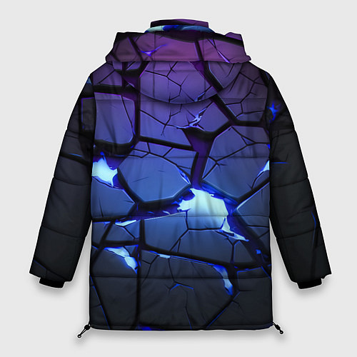 Женская зимняя куртка Неоновые трещины - голубая лава / 3D-Светло-серый – фото 2