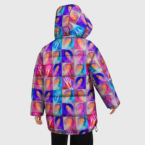 Женская зимняя куртка Клетчатый узор с девушками / 3D-Красный – фото 4