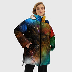 Куртка зимняя женская Бескрайний космос - неон, цвет: 3D-красный — фото 2