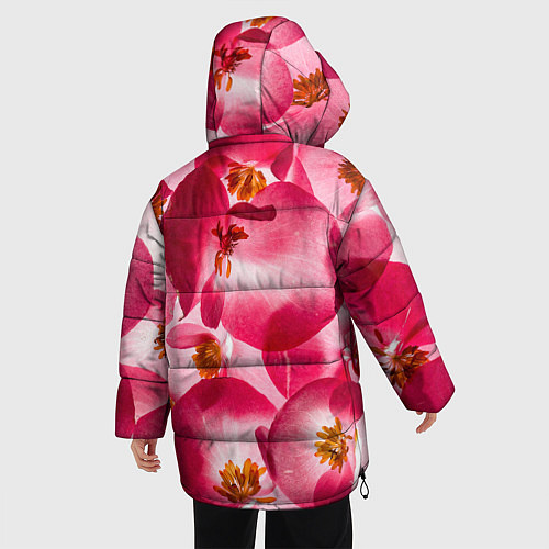 Женская зимняя куртка Цветы бегония текстура / 3D-Красный – фото 4