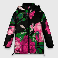 Куртка зимняя женская Шипы и розы, цвет: 3D-красный