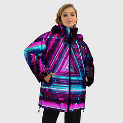 Куртка зимняя женская Неоновые линии, цвет: 3D-черный — фото 2
