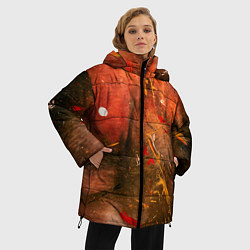 Куртка зимняя женская Абстрактный красный туман и краски, цвет: 3D-красный — фото 2