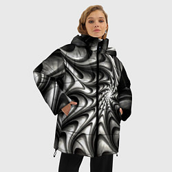 Куртка зимняя женская Abstract fractal grey, цвет: 3D-светло-серый — фото 2