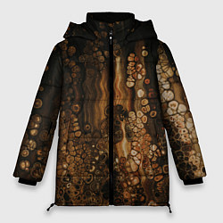 Куртка зимняя женская Тёмные камни и тёмные краски в воде, цвет: 3D-светло-серый