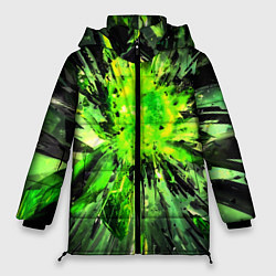 Куртка зимняя женская Fractal green explosion, цвет: 3D-черный