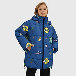Куртка зимняя женская Паттерн - морской мир, цвет: 3D-красный — фото 2