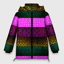 Куртка зимняя женская Patterned stripes, цвет: 3D-черный