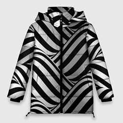 Куртка зимняя женская Авангардный фрактальный паттерн, цвет: 3D-светло-серый