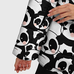 Куртка зимняя женская Чёрно-белые панды, цвет: 3D-красный — фото 2