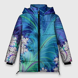 Куртка зимняя женская Авангардная фрактальная композиция, цвет: 3D-черный