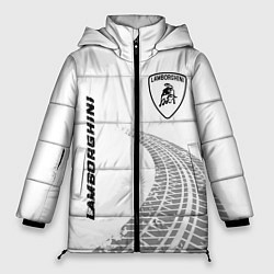 Куртка зимняя женская Lamborghini speed на светлом фоне со следами шин:, цвет: 3D-черный