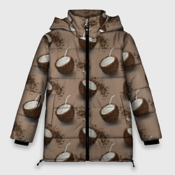 Куртка зимняя женская Кокос и шоколад - паттерн, цвет: 3D-черный