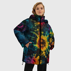 Куртка зимняя женская Тай дай на темном фоне: арт нейросети, цвет: 3D-черный — фото 2