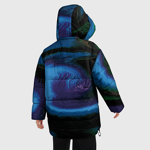Женская зимняя куртка Голубой и фиолетовый абстракт / 3D-Красный – фото 4