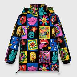 Куртка зимняя женская Funny cartoon characters, цвет: 3D-светло-серый