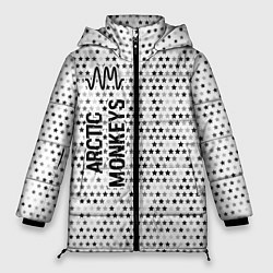 Куртка зимняя женская Arctic Monkeys glitch на светлом фоне: по-вертикал, цвет: 3D-черный