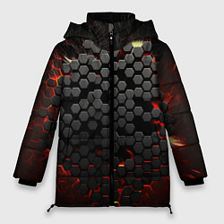 Куртка зимняя женская Взрыв из черных плит, цвет: 3D-красный