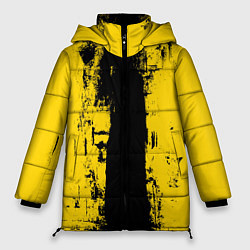 Куртка зимняя женская Вертикальная черно-желтая полоса Cyberpunk 2077, цвет: 3D-черный
