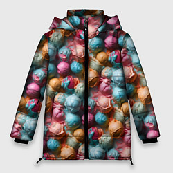 Куртка зимняя женская Сочный узор из мороженного, цвет: 3D-красный