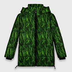 Куртка зимняя женская Сочный узор из зеленой травки, цвет: 3D-черный