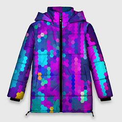 Куртка зимняя женская Шестиугольники неонового цвета, цвет: 3D-черный