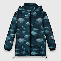 Куртка зимняя женская Текстура из рыбок, цвет: 3D-светло-серый