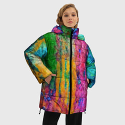 Куртка зимняя женская Грубые разноцветные мазки краски, цвет: 3D-светло-серый — фото 2