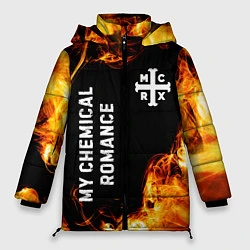 Куртка зимняя женская My Chemical Romance и пылающий огонь, цвет: 3D-черный
