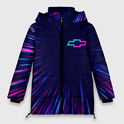 Куртка зимняя женская Chevrolet neon speed lines, цвет: 3D-черный