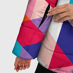 Куртка зимняя женская Ромбический разноцветный паттерн, цвет: 3D-красный — фото 2