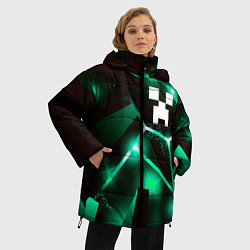 Куртка зимняя женская Minecraft разлом плит, цвет: 3D-черный — фото 2