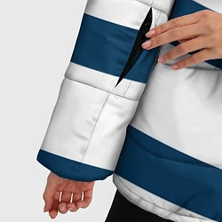 Куртка зимняя женская Бело-синий полосатый узор, цвет: 3D-светло-серый — фото 2