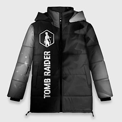 Куртка зимняя женская Tomb Raider glitch на темном фоне: по-вертикали, цвет: 3D-черный
