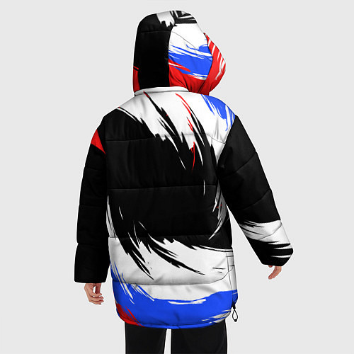 Женская зимняя куртка Сердечко Россия - мазки кисти / 3D-Красный – фото 4