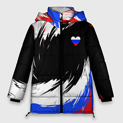 Куртка зимняя женская Сердечко Россия - мазки кисти, цвет: 3D-красный