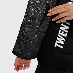 Куртка зимняя женская Twenty One Pilots glitch на темном фоне: надпись,, цвет: 3D-черный — фото 2