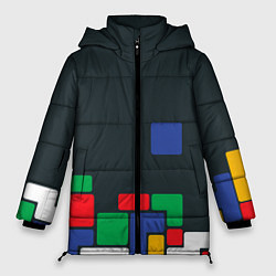 Куртка зимняя женская Падающий блок тетрис, цвет: 3D-светло-серый