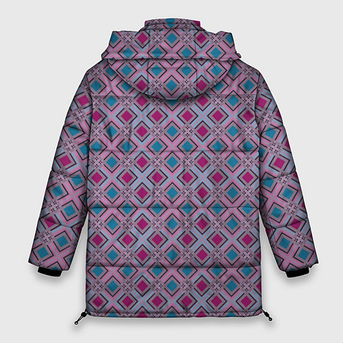 Женская зимняя куртка Геометрический узор в темных красном и синем цвете / 3D-Светло-серый – фото 2