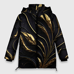 Куртка зимняя женская Золотой орнамент на черном, цвет: 3D-красный