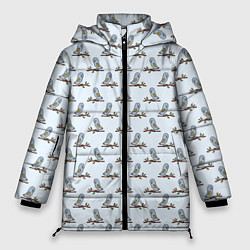 Куртка зимняя женская Совушки на ветках, цвет: 3D-светло-серый