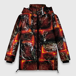 Куртка зимняя женская Камни в пылающей лаве, цвет: 3D-черный