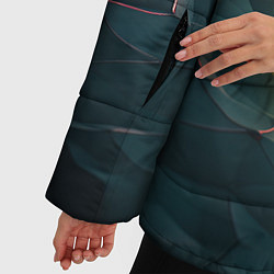 Куртка зимняя женская Объемные плиты с зеленым свечением, цвет: 3D-светло-серый — фото 2