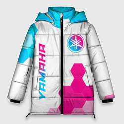 Женская зимняя куртка Yamaha neon gradient style: надпись, символ